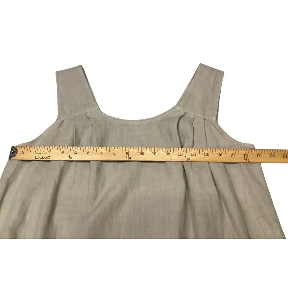 Click by Color Me Cotton Linen Sleeveless Shift Dress Beige Tan size L - Picture 5 of 5
